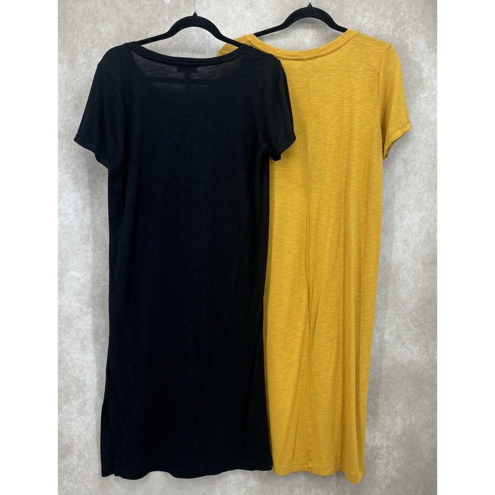 Jessica Simpson Finlee T-Shirt Dress Size Large Lot of 2 Black & Mustard Yellow - Picture 2 of 9